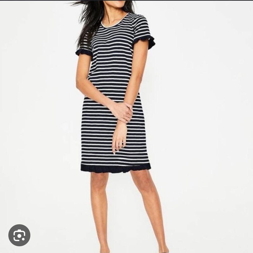 Boden Emily Striped Dress with Ruffle Hem